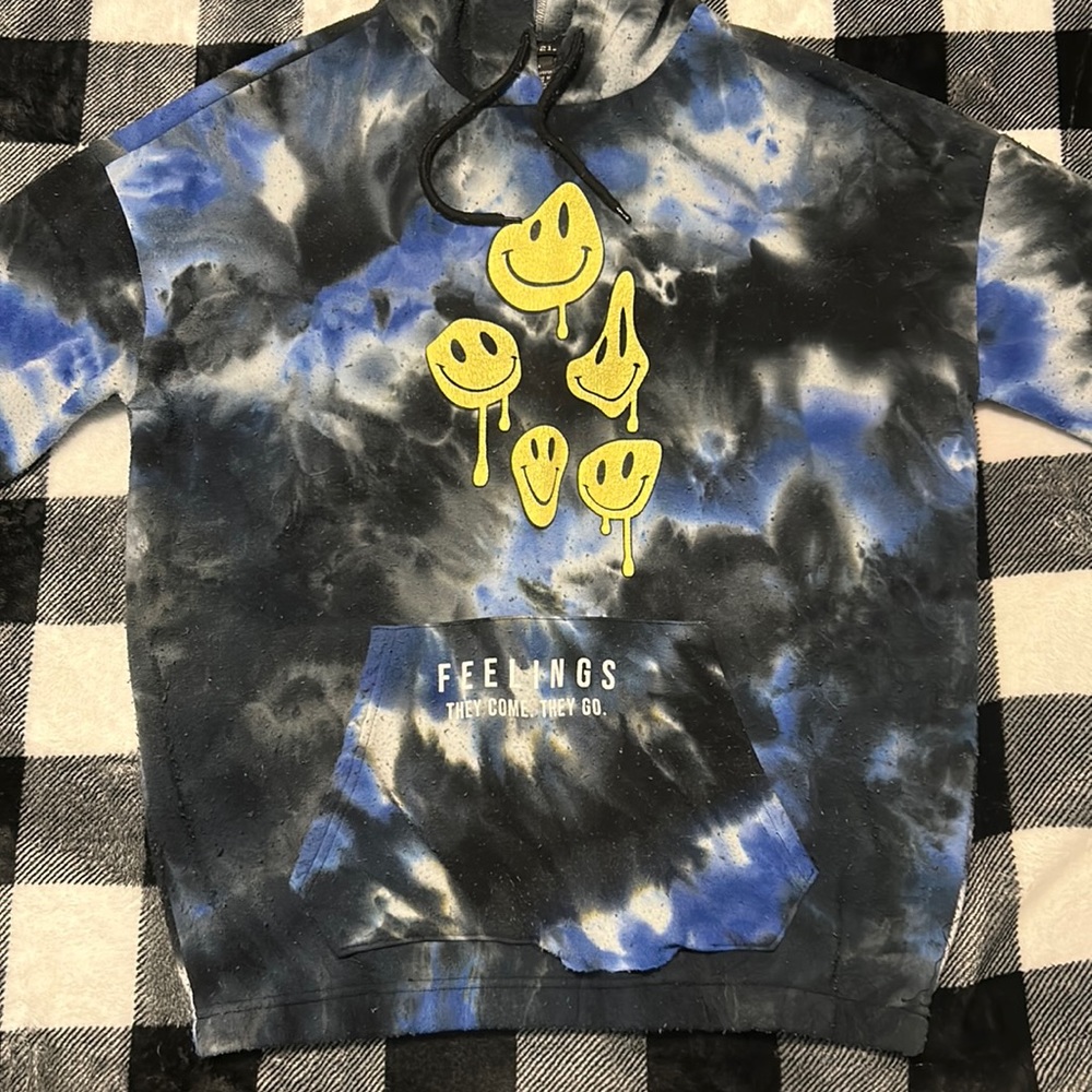 Rue21 Girls Large Black, White, And Blue Hoodie